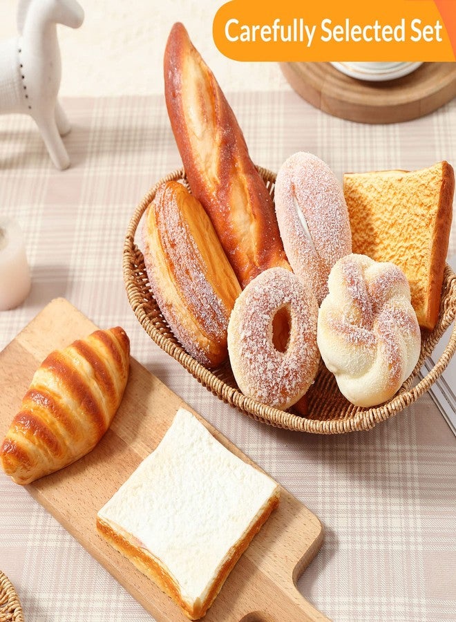 Joeabor 8pcs Artificial Bread Set, Realistic Fake Food for Display, Fake Bread for Decoration, Faux Food Props, Includes Faux Croissant, Dessert, Baguette and Toast - Image 3